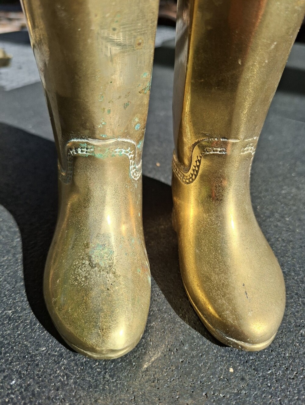 Vintage Brass Cowboy Riding Boots Equestrian Western Bookends Ralph Lauren Style - Picture 6 of 14